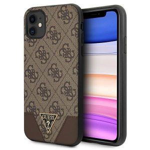 Guess GUHCN61PU4GHBR iPhone 11 6,1" / Xr 6,1" maro/ maro Husă tare 4G Triangle Collection