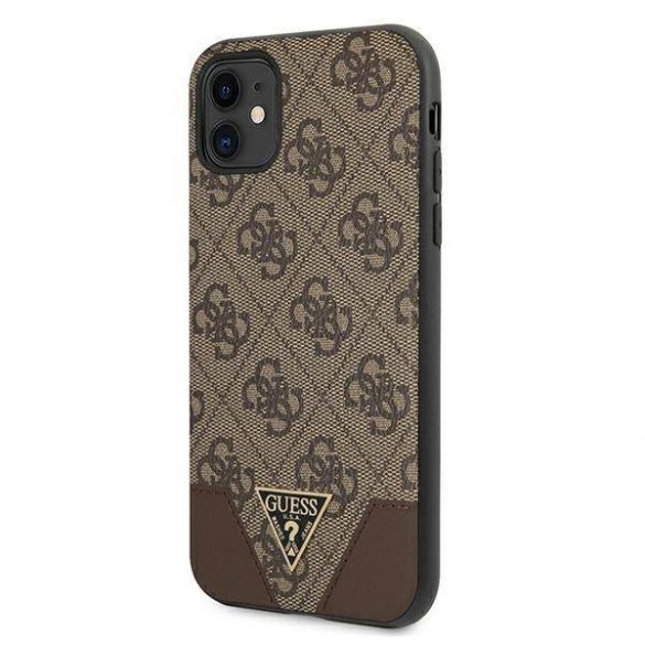 Guess GUHCN61PU4GHBR iPhone 11 6,1" / Xr 6,1" maro/ maro Husă tare 4G Triangle Collection