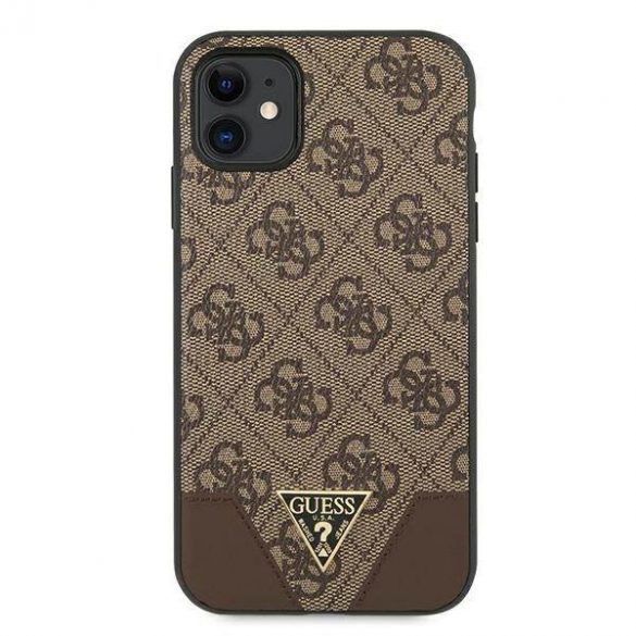 Guess GUHCN61PU4GHBR iPhone 11 6,1" / Xr 6,1" maro/ maro Husă tare 4G Triangle Collection