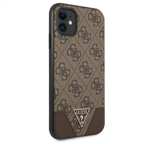 Guess GUHCN61PU4GHBR iPhone 11 6,1" / Xr 6,1" maro/ maro Husă tare 4G Triangle Collection