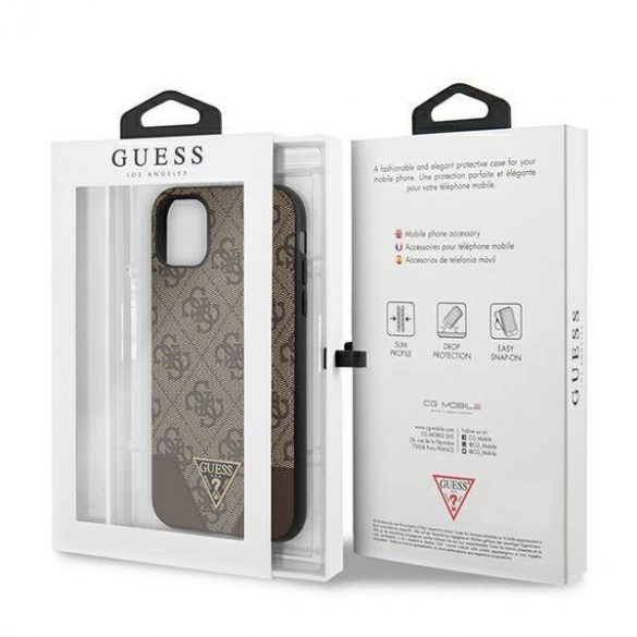 Guess GUHCN61PU4GHBR iPhone 11 6,1" / Xr 6,1" maro/ maro Husă tare 4G Triangle Collection