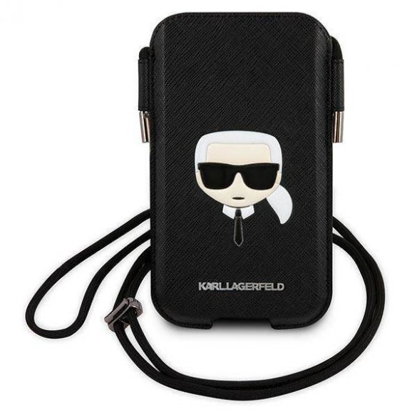 Karl Lagerfeld Torebka KLHCP12MOPHKHK 6,1" czarny/negru hardcase Saffiano Ikonik Karl's Head