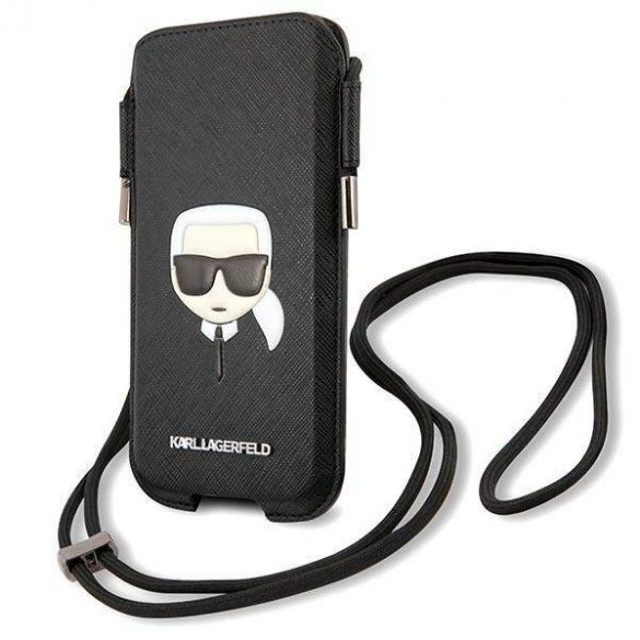 Karl Lagerfeld Torebka KLHCP12MOPHKHK 6,1" czarny/negru hardcase Saffiano Ikonik Karl's Head