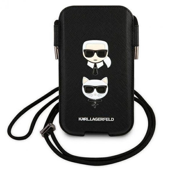 Karl Lagerfeld Torebka KLHCP12MOPHKCK 6,1" czarny/negru hardcase Saffiano Ikonik Karl & Choupette Headcase