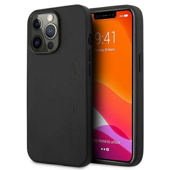 AMG AMHCP13LDOLBK Carcasă rigidă din piele pentru iPhone 13 Pro / 13 de 6,1 inchi/negru