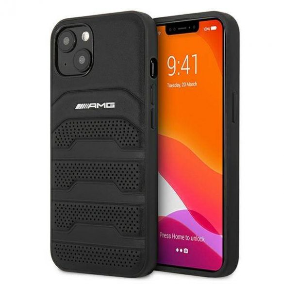 AMG AMHCP13SGSEBK iPhone 13 mini 5,4" carcasă rigidă/neagră Husă din piele cu linii gravate