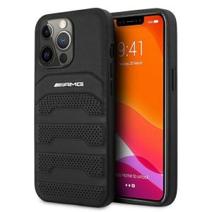 AMG AMHCP13LGSEBK Husă rigidă din piele pentru iPhone 13 Pro / 13 de 6,1 inchi/negru