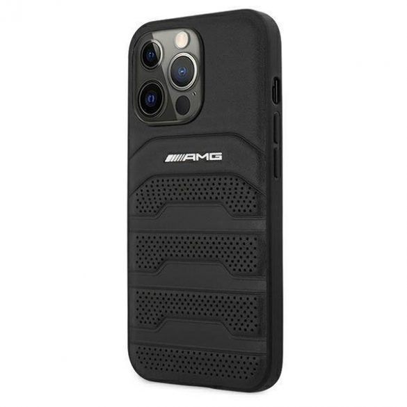 AMG AMHCP13LGSEBK Husă rigidă din piele pentru iPhone 13 Pro / 13 de 6,1 inchi/negru