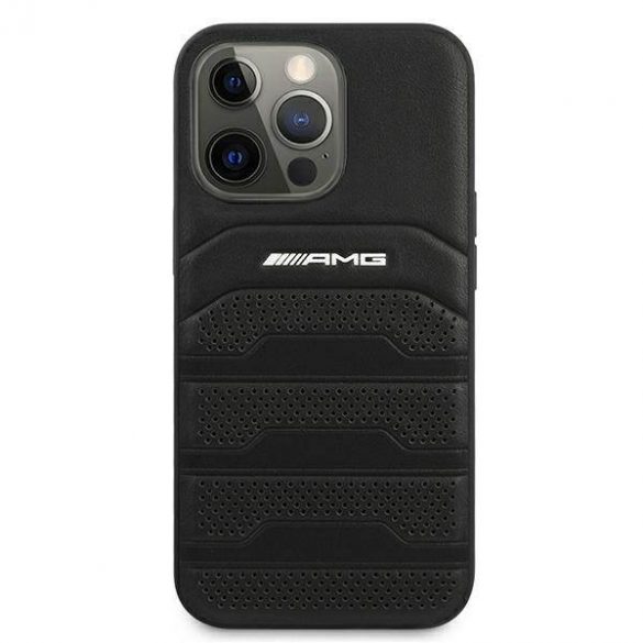 AMG AMHCP13LGSEBK Husă rigidă din piele pentru iPhone 13 Pro / 13 de 6,1 inchi/negru