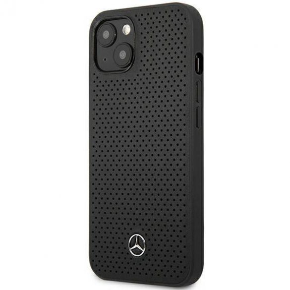 Mercedes MEHCP13MDELBK iPhone 13 / 14 / 15 6.1" carcasă rigidă/neagră Piele perforată