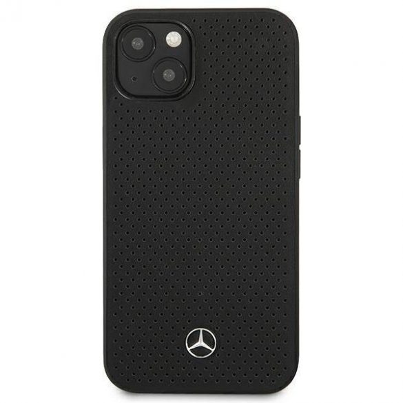 Mercedes MEHCP13MDELBK iPhone 13 / 14 / 15 6.1" carcasă rigidă/neagră Piele perforată