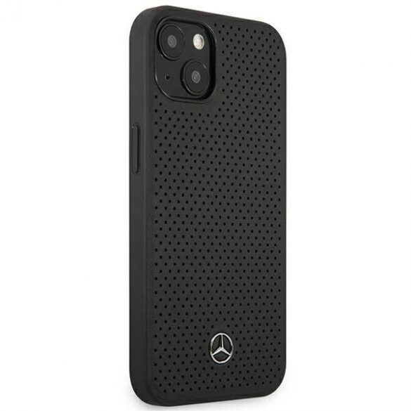 Mercedes MEHCP13MDELBK iPhone 13 / 14 / 15 6.1" carcasă rigidă/neagră Piele perforată