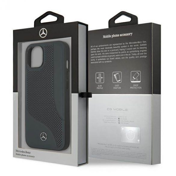 Mercedes MEHCP13SCDONA iPhone 13 mini 5,4" granatowy/marine hardcase Husă piele perforată