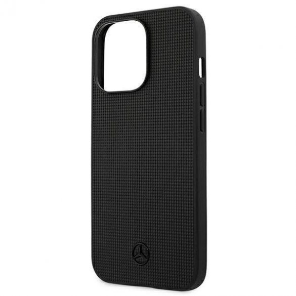 Mercedes MEHCP13LMBLBK iPhone 13 Pro / 13 6,1" carcasa rigidă/neagră Husă din piele cu plasă metalică cu logo