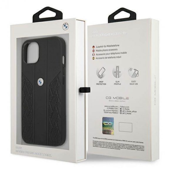 Etui BMW BMHCP13SRSPPK iPhone 13 mini 5,4" carcasa rigidă/neagră Husă Leather Curve Perforate