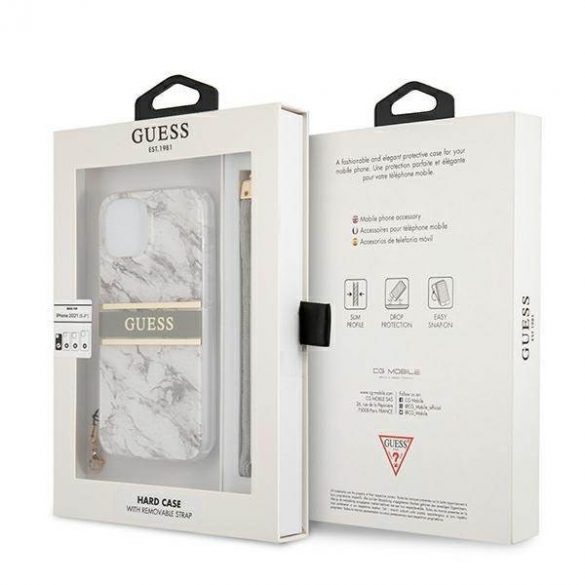 Guess GUHCP13SKMABGR Husă rigidă pentru iPhone 13 mini 5,4" szary/gri Husă Marble Strap Collection