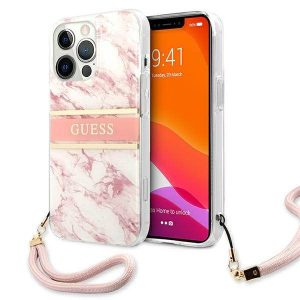 Guess GUHCP13XKMABPI iPhone 13 Pro Max 6,7" rożowy/roz Husă rigidă Marble Strap Collection