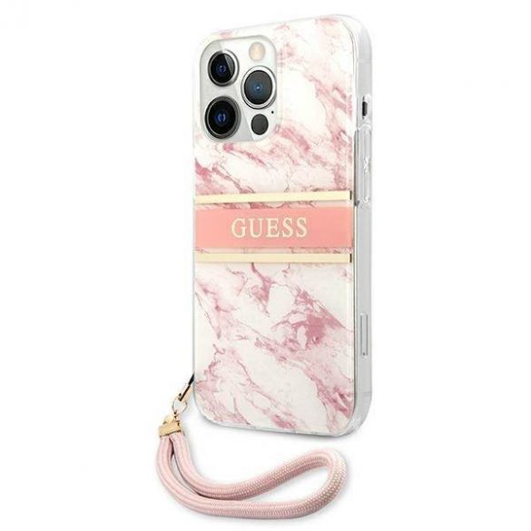 Guess GUHCP13XKMABPI iPhone 13 Pro Max 6,7" rożowy/roz Husă rigidă Marble Strap Collection