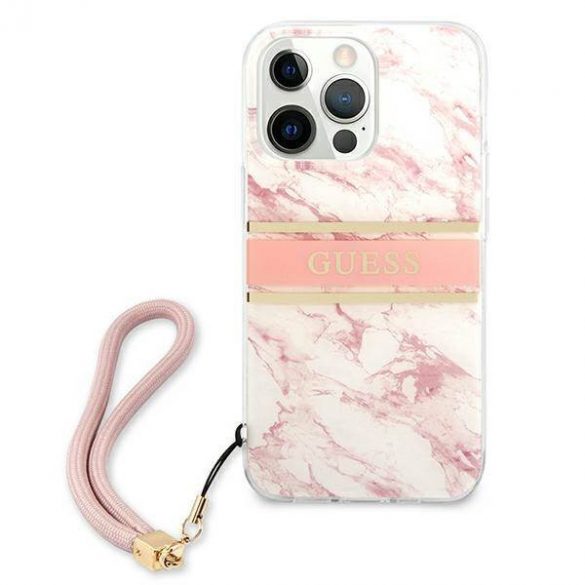 Guess GUHCP13XKMABPI iPhone 13 Pro Max 6,7" rożowy/roz Husă rigidă Marble Strap Collection