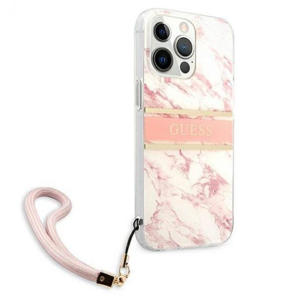 Guess GUHCP13XKMABPI iPhone 13 Pro Max 6,7" rożowy/roz Husă rigidă Marble Strap Collection