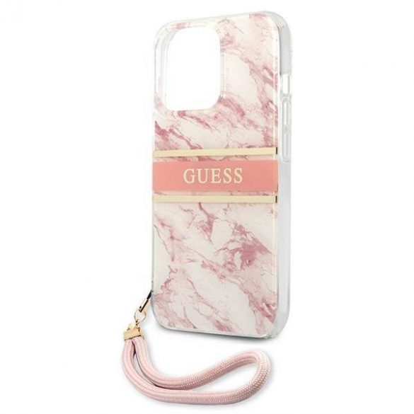 Guess GUHCP13XKMABPI iPhone 13 Pro Max 6,7" rożowy/roz Husă rigidă Marble Strap Collection