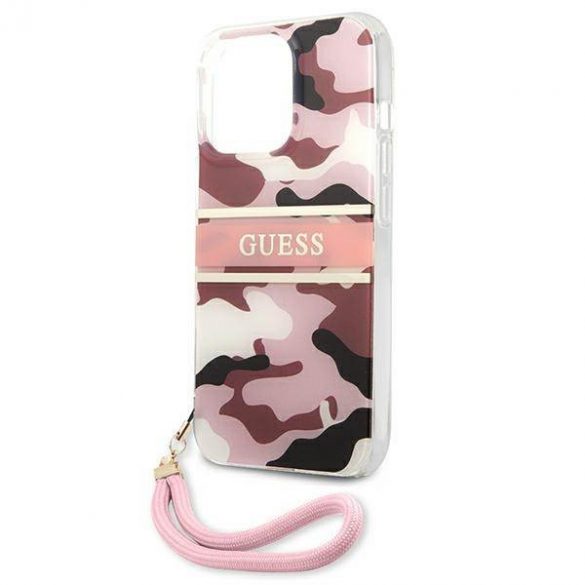 Guess GUHCP13LKCABPI iPhone 13 Pro / 13 6,1" rożowy/roz husă rigidă Camo Strap Collection