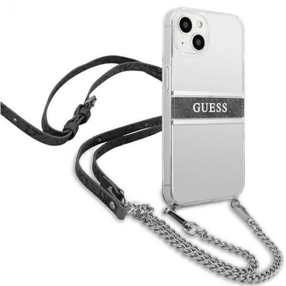 Guess GUHCP13SKC4GBSI iPhone 13 mini 5,4" Carcasă rigidă transparentă 4G Curea gri Husă cu lanț argintiu