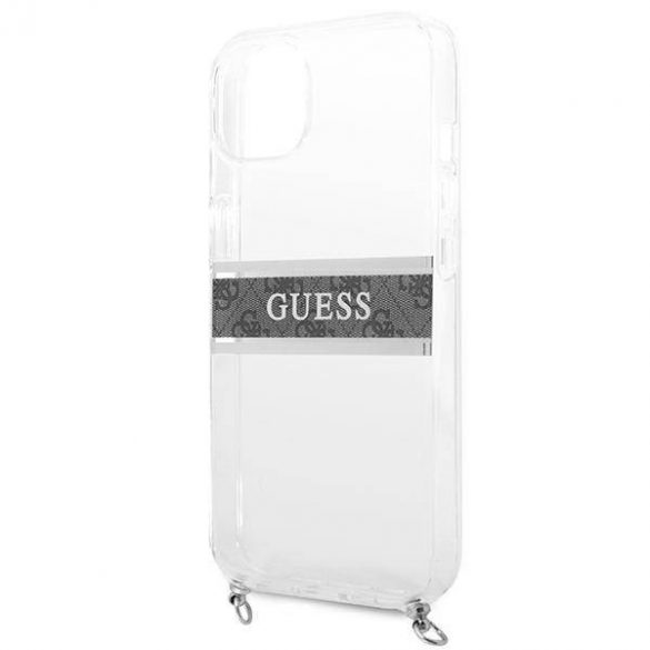 Guess GUHCP13SKC4GBSI iPhone 13 mini 5,4" Carcasă rigidă transparentă 4G Curea gri Husă cu lanț argintiu