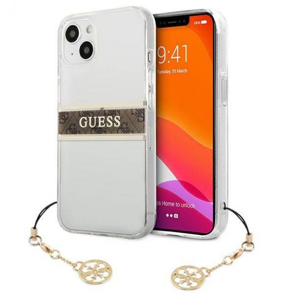 Guess GUHCP13SKB4GBR iPhone 13 mini 5,4" Husă rigidă transparentă 4G Maro Curea Charm