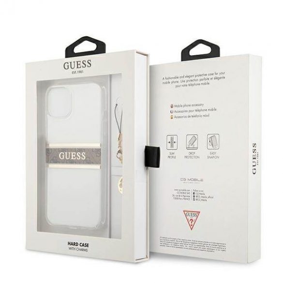 Guess GUHCP13SKB4GBR iPhone 13 mini 5,4" Husă rigidă transparentă 4G Maro Curea Charm