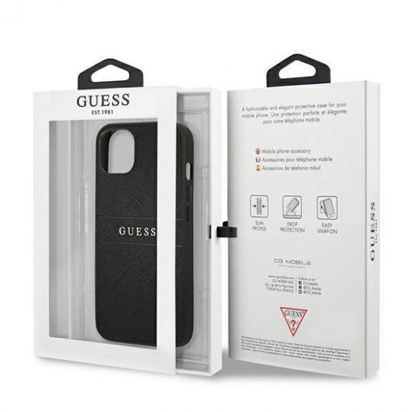 Husă Guess GUHCP13SPSASBBK pentru iPhone 13 mini, 5,4 inchi, neagră/curea Saffiano