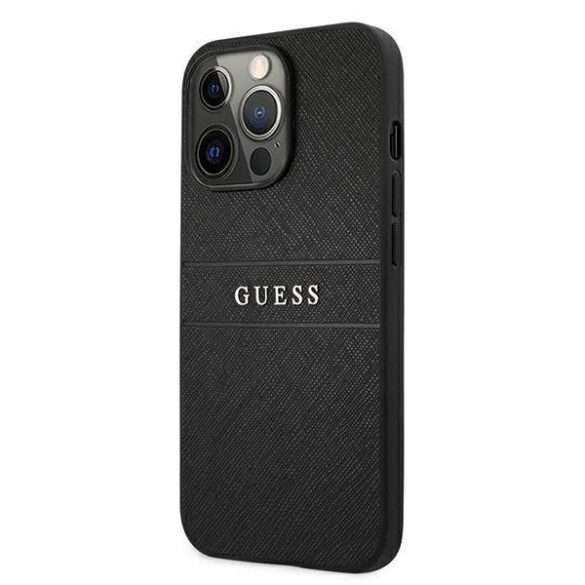 Husă Guess GUHCP13LPSASBBK pentru iPhone 13 Pro / 13 de 6,1 inchi, neagră/curea Saffiano