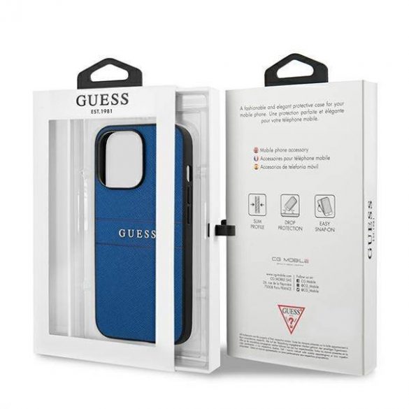 Husă Guess GUHCP13LPSASBBL iPhone 13 Pro / 13 6,1" niebieski/albastru Saffiano Strap