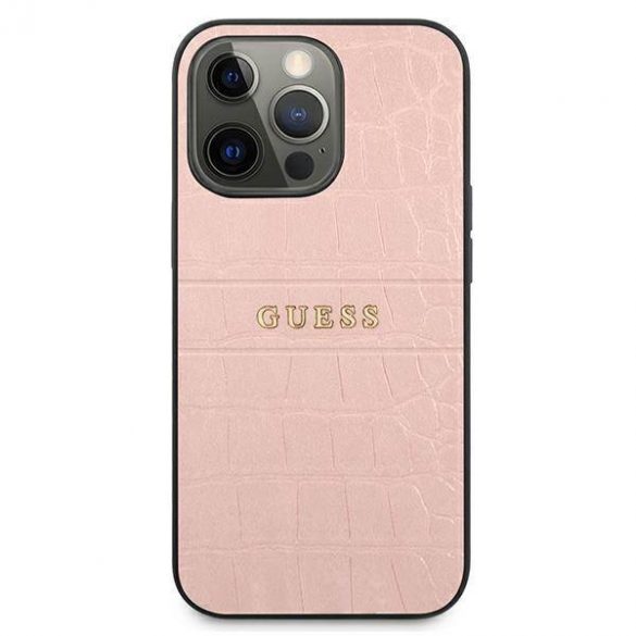 Guess GUHCP13LPCRBPI Geantă iPhone 13 Pro / 13 6,1" roz/roz Croco Strap Collection