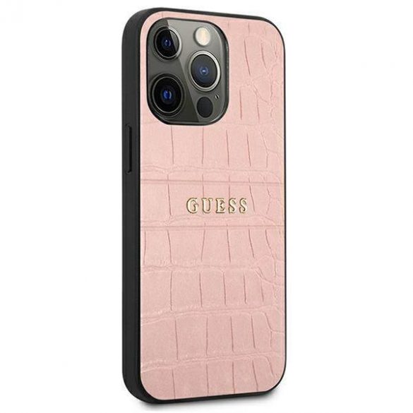 Guess GUHCP13LPCRBPI Geantă iPhone 13 Pro / 13 6,1" roz/roz Croco Strap Collection