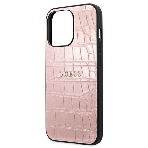 Guess GUHCP13LPCRBPI Geantă iPhone 13 Pro / 13 6,1" roz/roz Croco Strap Collection