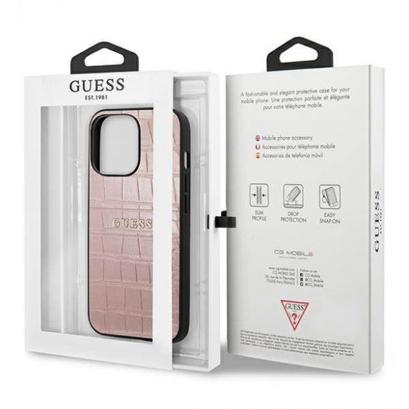 Guess GUHCP13LPCRBPI Geantă iPhone 13 Pro / 13 6,1" roz/roz Croco Strap Collection