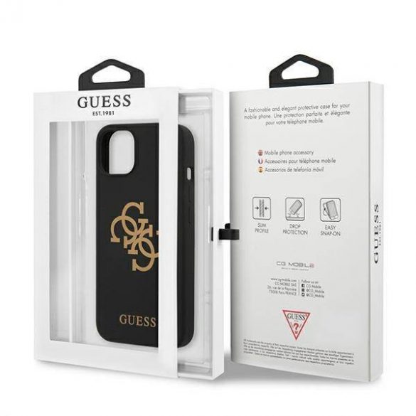 Guess GUHCP13SLS4GGBK Husă rigidă pentru iPhone 13 mini 5,4" czarny/negru Husă silicon 4G Logo