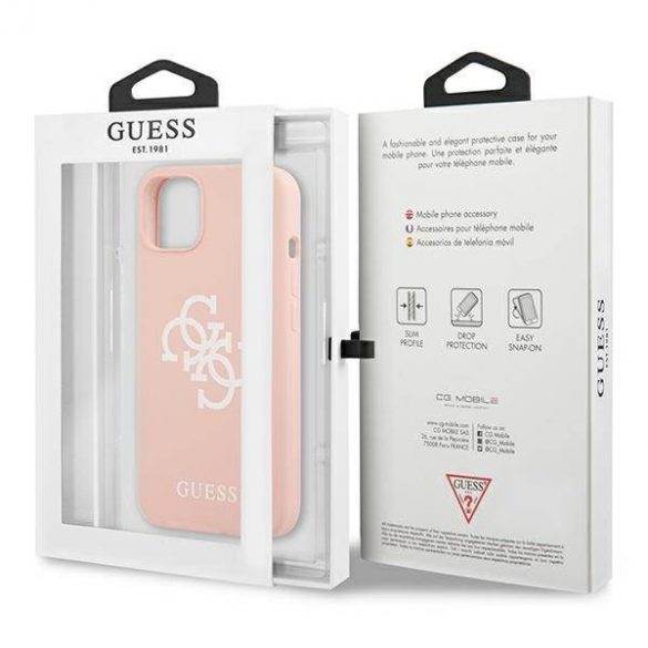 Guess GUHCP13SLS4GWPI iPhone 13 mini 5,4" husă rigidă rożowy/roz Husă silicon 4G Logo