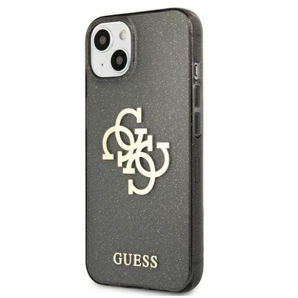 Guess GUHCP13SPCUGL4GBK Husă rigidă pentru iPhone 13 mini de 5,4 inchi/negru, cu sclipici, 4G Big Logo