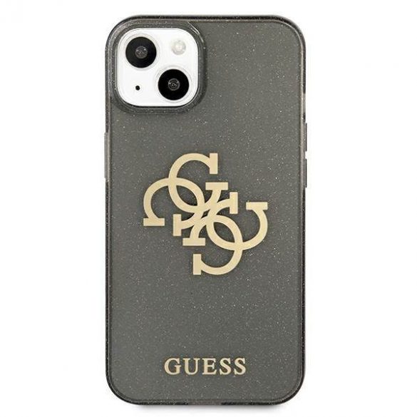 Guess GUHCP13SPCUGL4GBK Husă rigidă pentru iPhone 13 mini de 5,4 inchi/negru, cu sclipici, 4G Big Logo