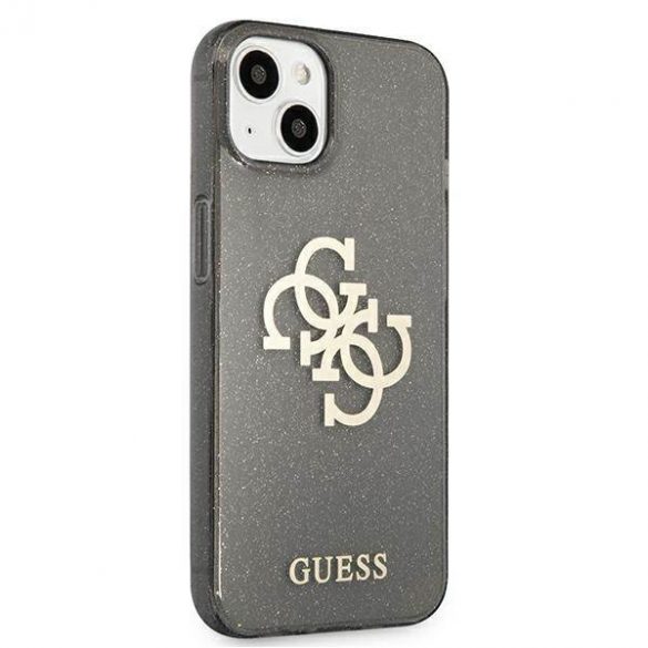 Guess GUHCP13SPCUGL4GBK Husă rigidă pentru iPhone 13 mini de 5,4 inchi/negru, cu sclipici, 4G Big Logo