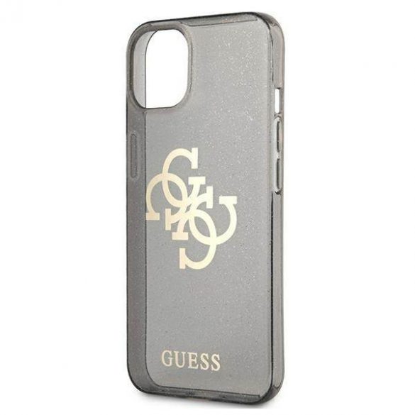 Guess GUHCP13SPCUGL4GBK Husă rigidă pentru iPhone 13 mini de 5,4 inchi/negru, cu sclipici, 4G Big Logo