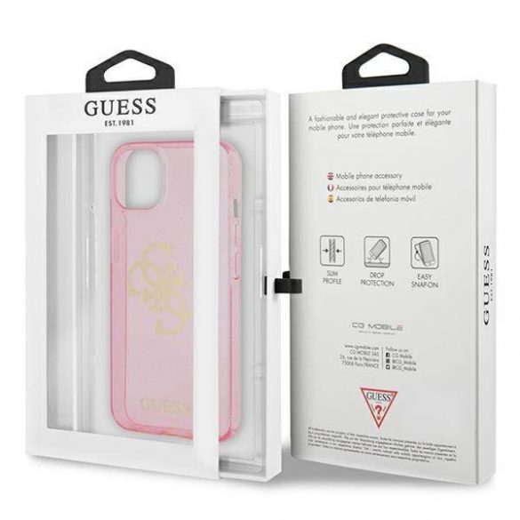 Guess GUHCP13SPCUGL4GPI iPhone 13 mini 5,4" husă rigidă rożowy/roz Husă cu sclipici 4G Big Logo