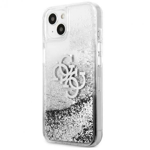 Guess GUHCP13SLG4GSI Carcasă rigidă 4G Big Liquid Glitter pentru iPhone 13 mini 5,4" srebrny/argintiu