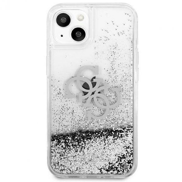 Guess GUHCP13SLG4GSI Carcasă rigidă 4G Big Liquid Glitter pentru iPhone 13 mini 5,4" srebrny/argintiu