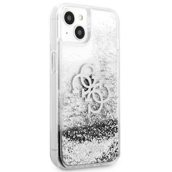 Guess GUHCP13SLG4GSI Carcasă rigidă 4G Big Liquid Glitter pentru iPhone 13 mini 5,4" srebrny/argintiu