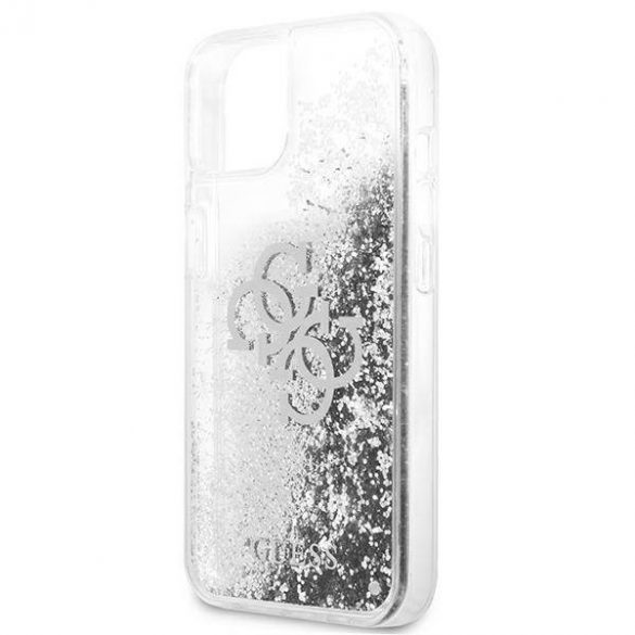 Guess GUHCP13SLG4GSI Carcasă rigidă 4G Big Liquid Glitter pentru iPhone 13 mini 5,4" srebrny/argintiu