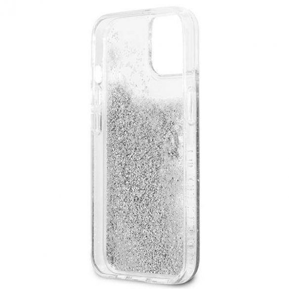 Guess GUHCP13SLG4GSI Carcasă rigidă 4G Big Liquid Glitter pentru iPhone 13 mini 5,4" srebrny/argintiu