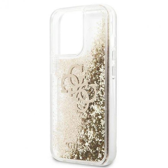 Guess GUHCP13XLG4GGO Carcasă rigidă 4G Big Liquid Glitter pentru iPhone 13 Pro Max, 6,7" złoty/aurie